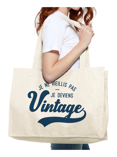 Grand cabas JE NE VIEILLIS PAS JE DEVIENS VINTAGE - Kiabi