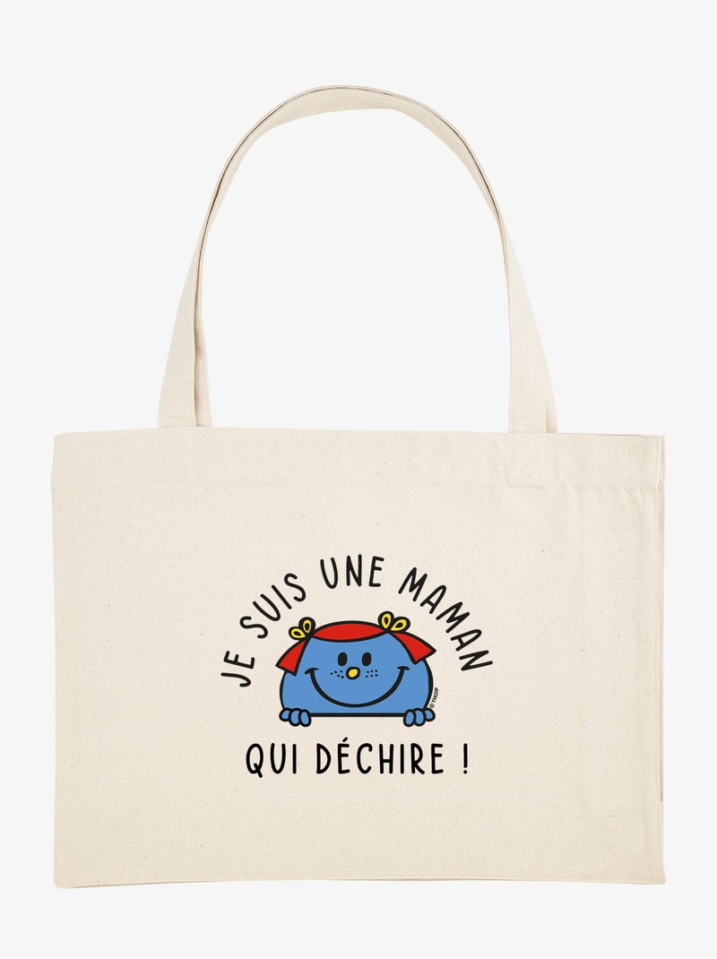 Grand cabas JE SUIS UNE MAMAN QUI DECHIRE Beige - Kiabi