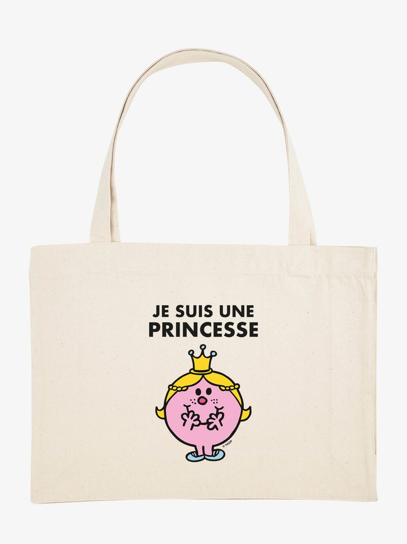 Grand cabas JE SUIS UNE PRINCESSE FACE Beige - Kiabi