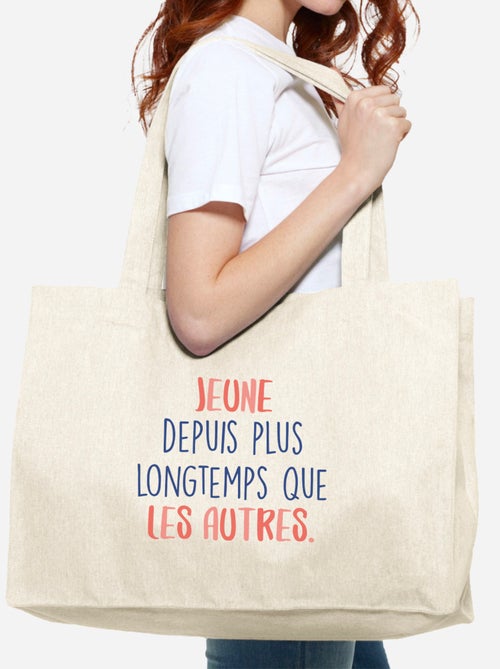 Grand cabas JEUNE DEPUIS PLUS LONGTEMPS ROSE - Kiabi