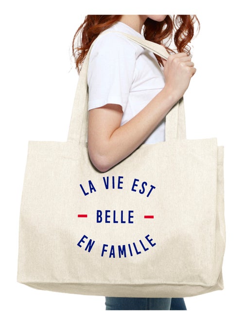 Grand cabas LA VIE EST BELLE EN FAMILLE - Kiabi