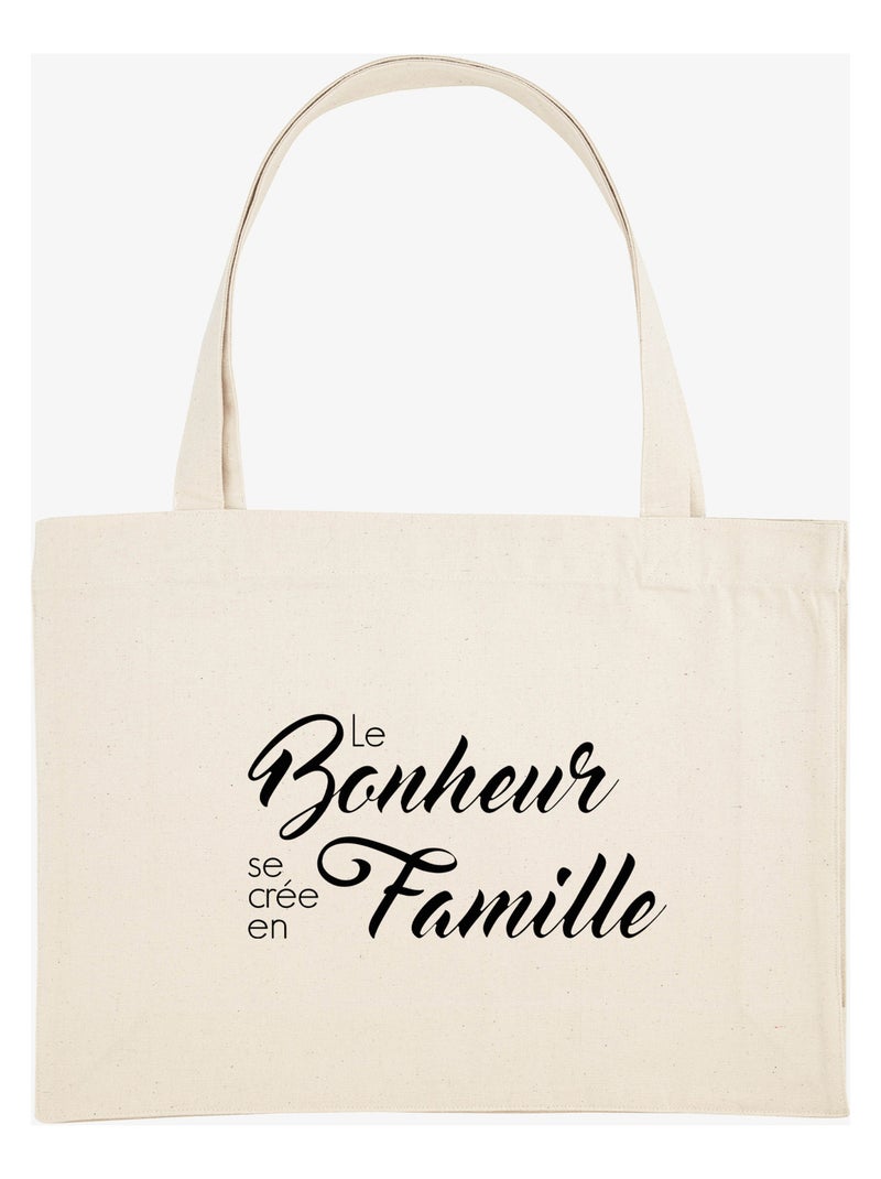 Grand cabas LE BONHEUR SE CRÉE EN FAMILLE Beige - Kiabi