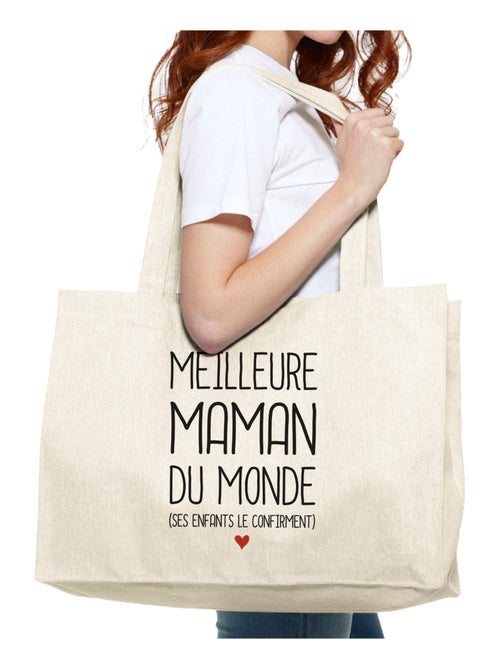Grand cabas MEILLEURE MAMAN DU MONDE (SES ENFANTS LE CONFIRMENT) - Kiabi