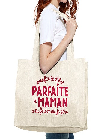 Grand cabas PAS FACILE D'ÊTRE PARFAITE ET MAMAN À LA FOIS MAIS JE GÈRE