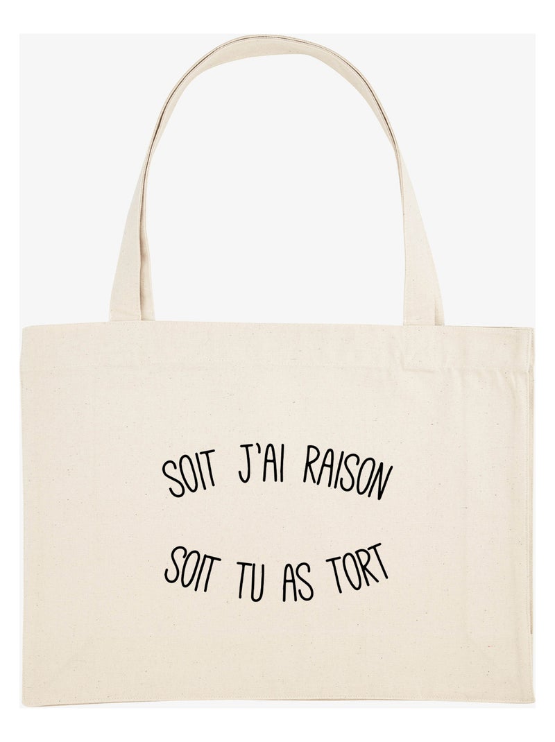 Grand cabas SOIT J'AI RAISON SOIT TU AS TORT Beige - Kiabi