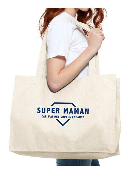 Grand cabas SUPER MAMAN CAR J'AI DES SUPERS ENFANTS 2 WAF - Kiabi