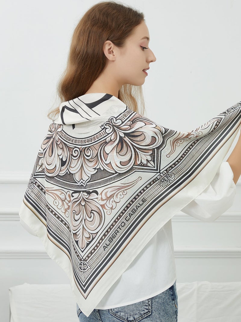 Grand carré de soie Authentic Zoé Beige - Kiabi