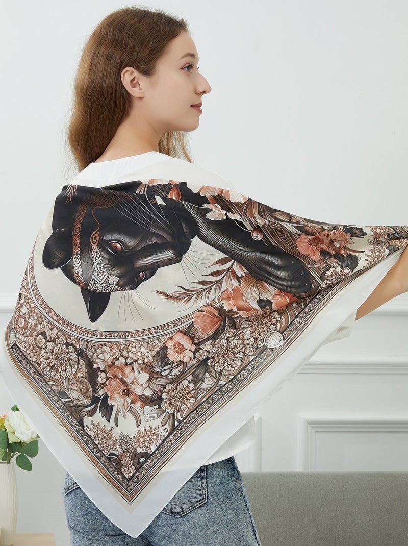 Grand carré de soie Black Panther Zoé Beige - Kiabi