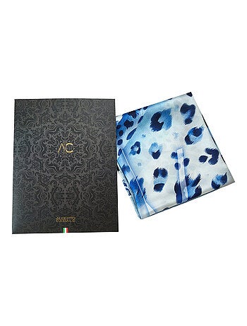 Grand carré de soie Blue Panther Zoé