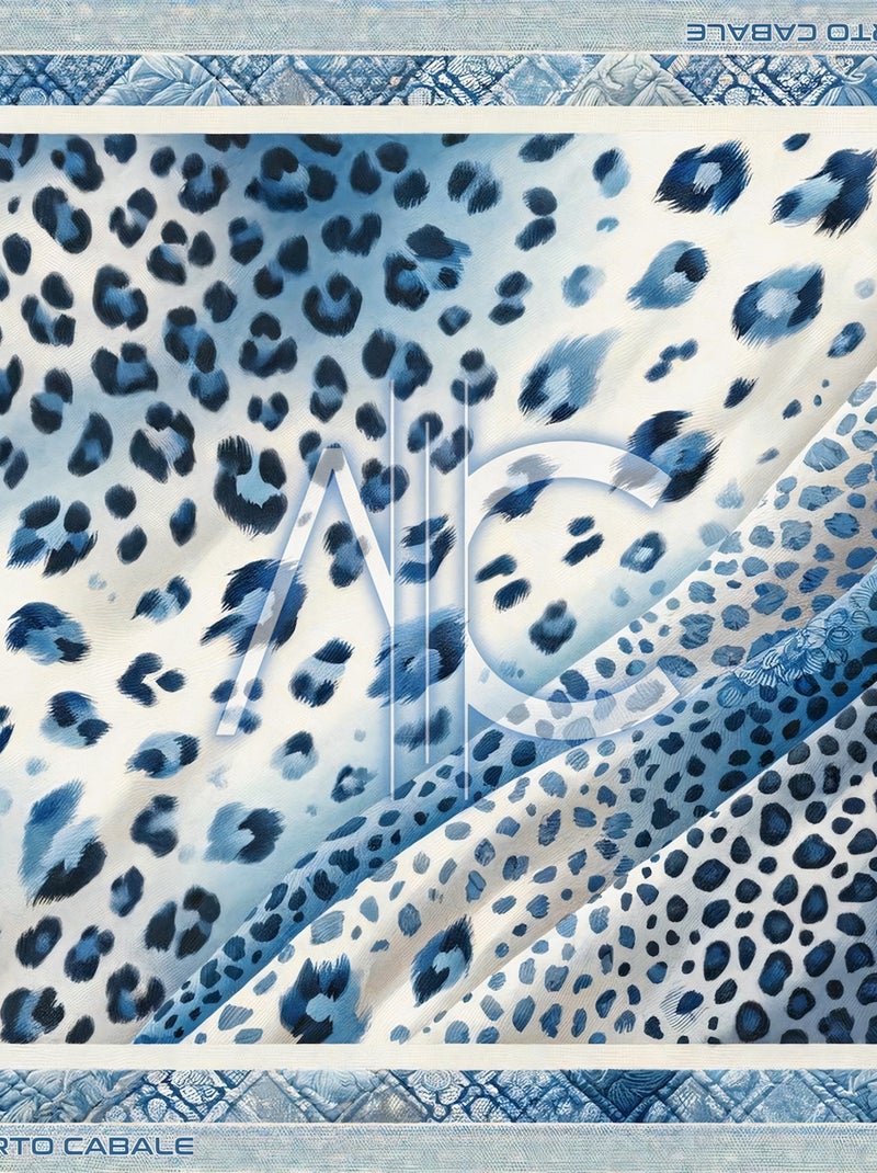 Grand carré de soie Blue Panther Zoé Bleu - Kiabi