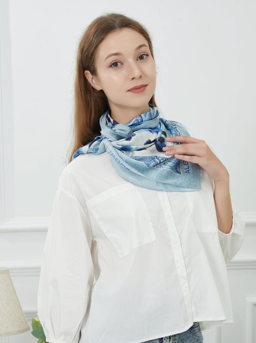 Grand carré de soie Blue Panther Zoé - Kiabi