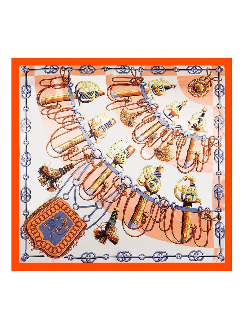 Grand carré de Soie Cream Zoé Orange - Kiabi