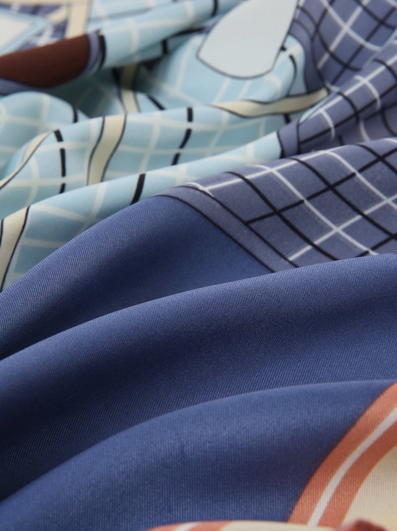 Grand carré de Soie Eleganthorse Zoé Bleu - Kiabi