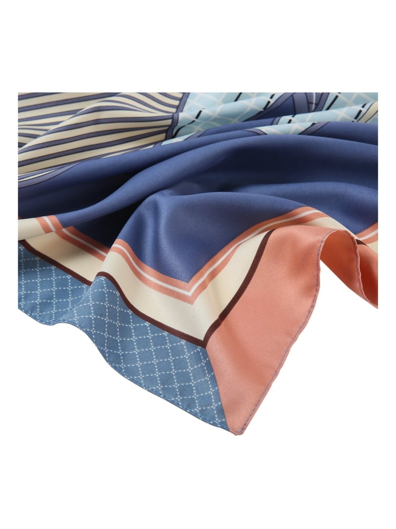 Grand carré de Soie Eleganthorse Zoé Bleu - Kiabi