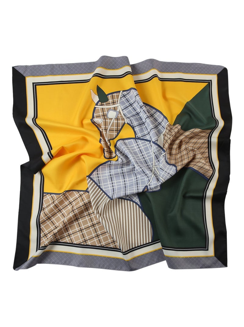 Grand carré de Soie Eleganthorse Zoé Jaune - Kiabi