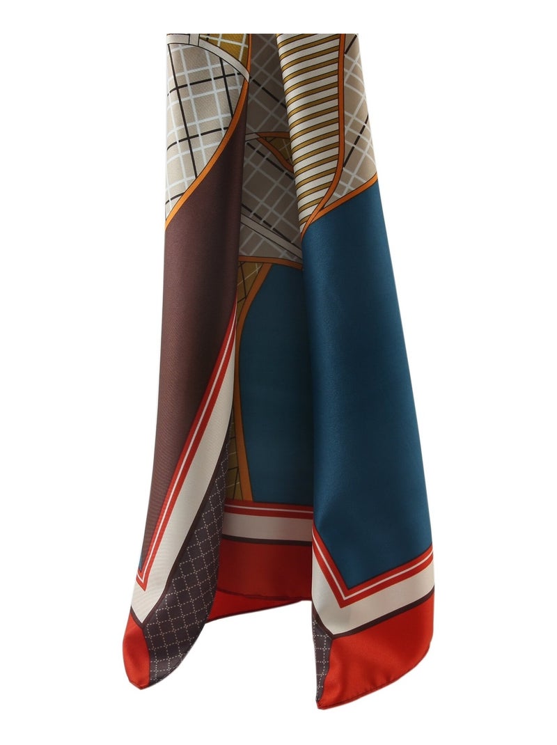 Grand carré de Soie Eleganthorse Zoé Marron chocolat - Kiabi