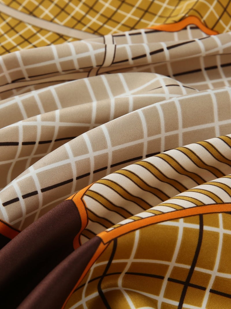 Grand carré de Soie Eleganthorse Zoé Marron chocolat - Kiabi