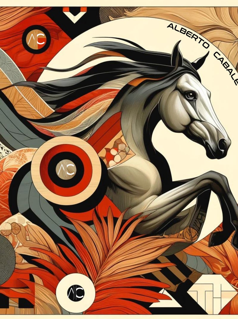 Grand carré de soie Fire Horse Zoé Orange - Kiabi