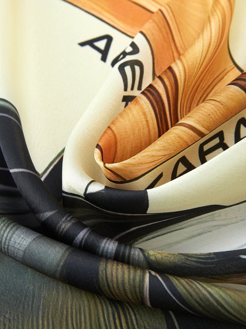 Grand carré de soie Fire Horse Zoé Orange - Kiabi