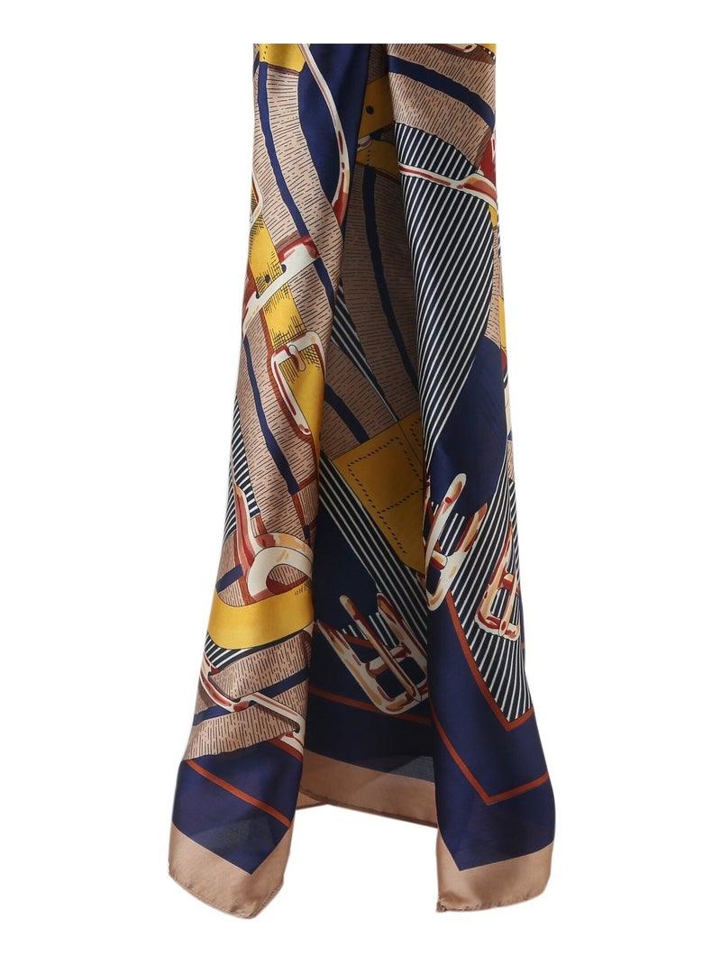 Grand carré de Soie Interbelts Zoé Bleu - Kiabi