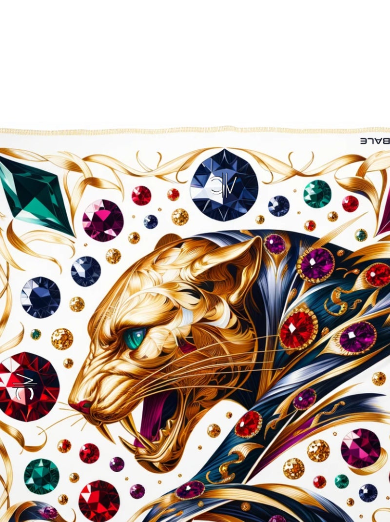 Grand carré de soie Metal Panther Zoé Or - Kiabi
