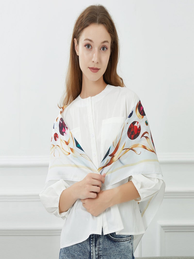 Grand carré de soie Metal Panther Zoé Or - Kiabi