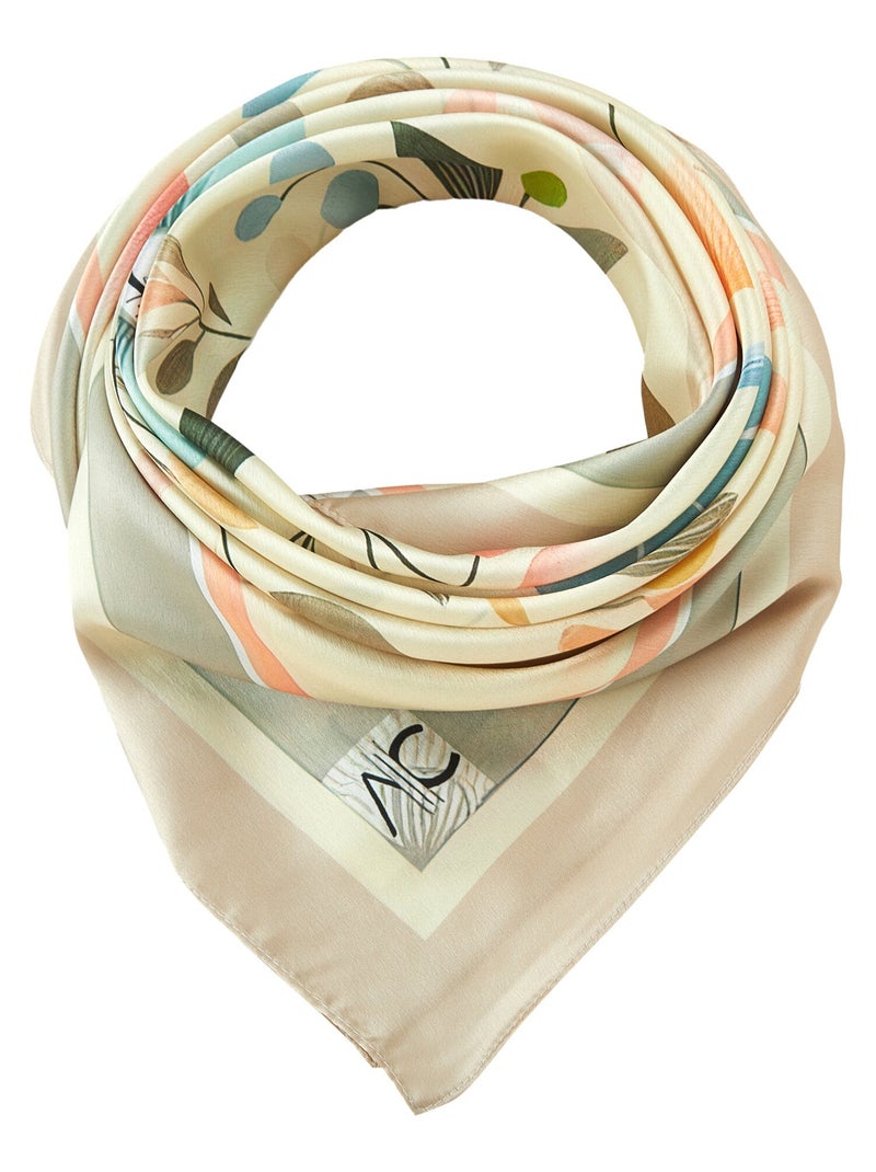 Grand carré de soie Nature Zoé Beige - Kiabi