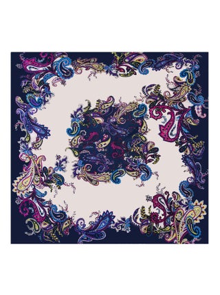 Grand carré de Soie Navy Pink Zoé