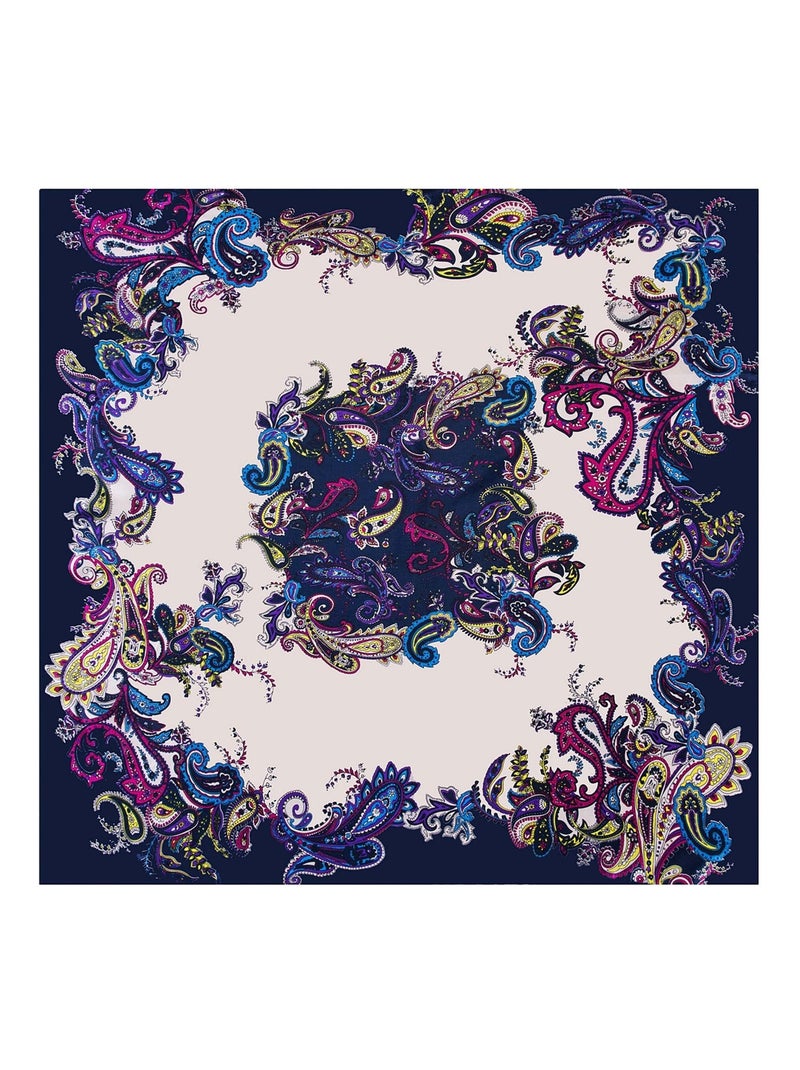 Grand carré de Soie Navy Pink Zoé Bleu marine - Kiabi