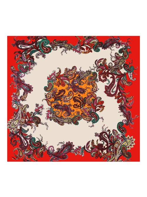 Grand carré de Soie Orange Red Zoé - Kiabi