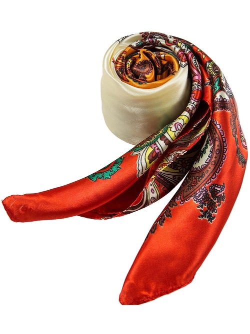 Grand carré de Soie Orange Red Zoé - Kiabi
