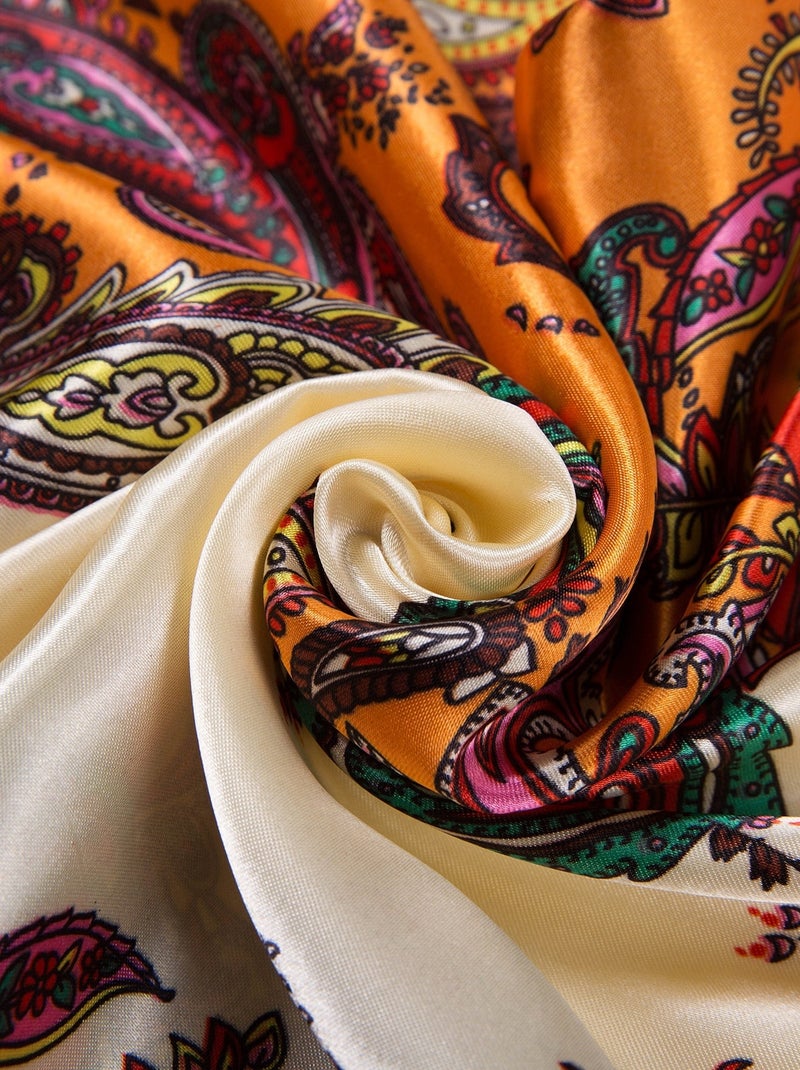 Grand carré de Soie Orange Red Zoé Orange - Kiabi