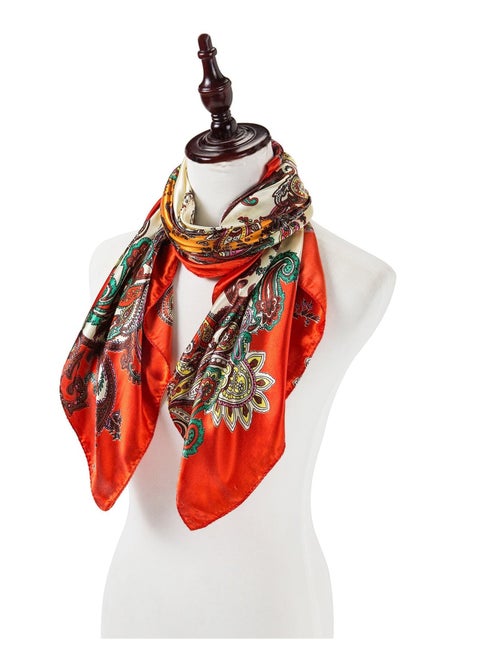 Grand carré de Soie Orange Red Zoé - Kiabi