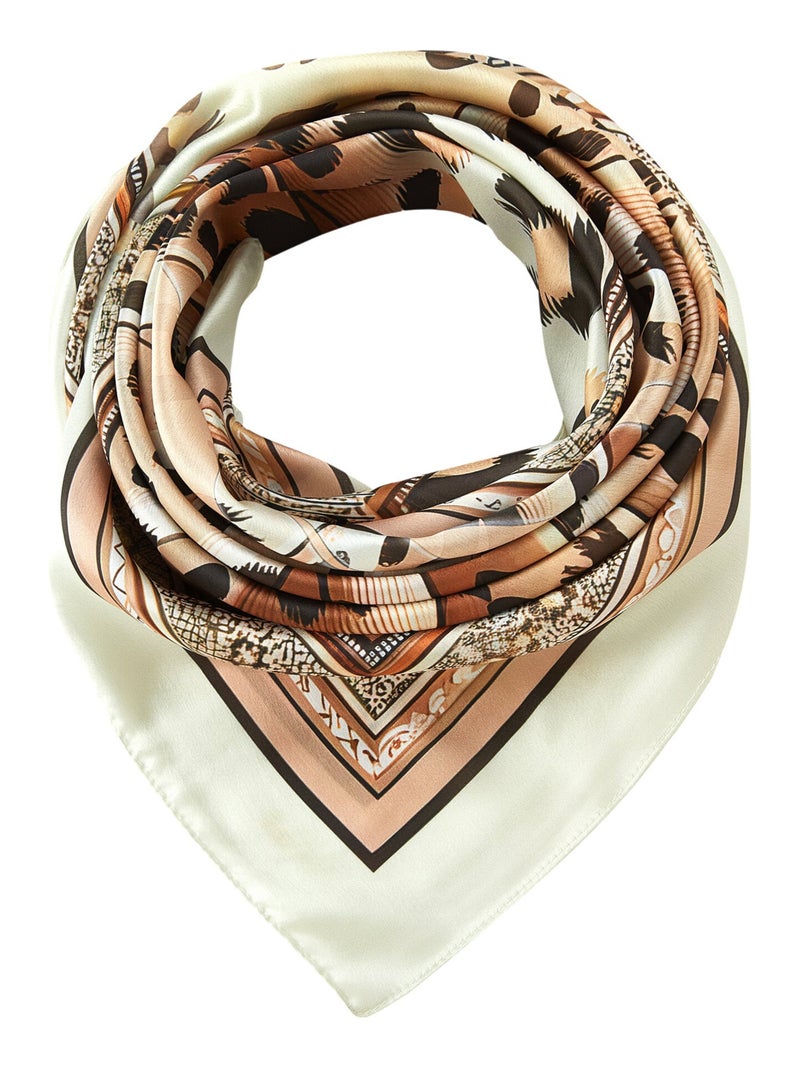 Grand carré de soie Original Leopard Zoé Rose - Kiabi