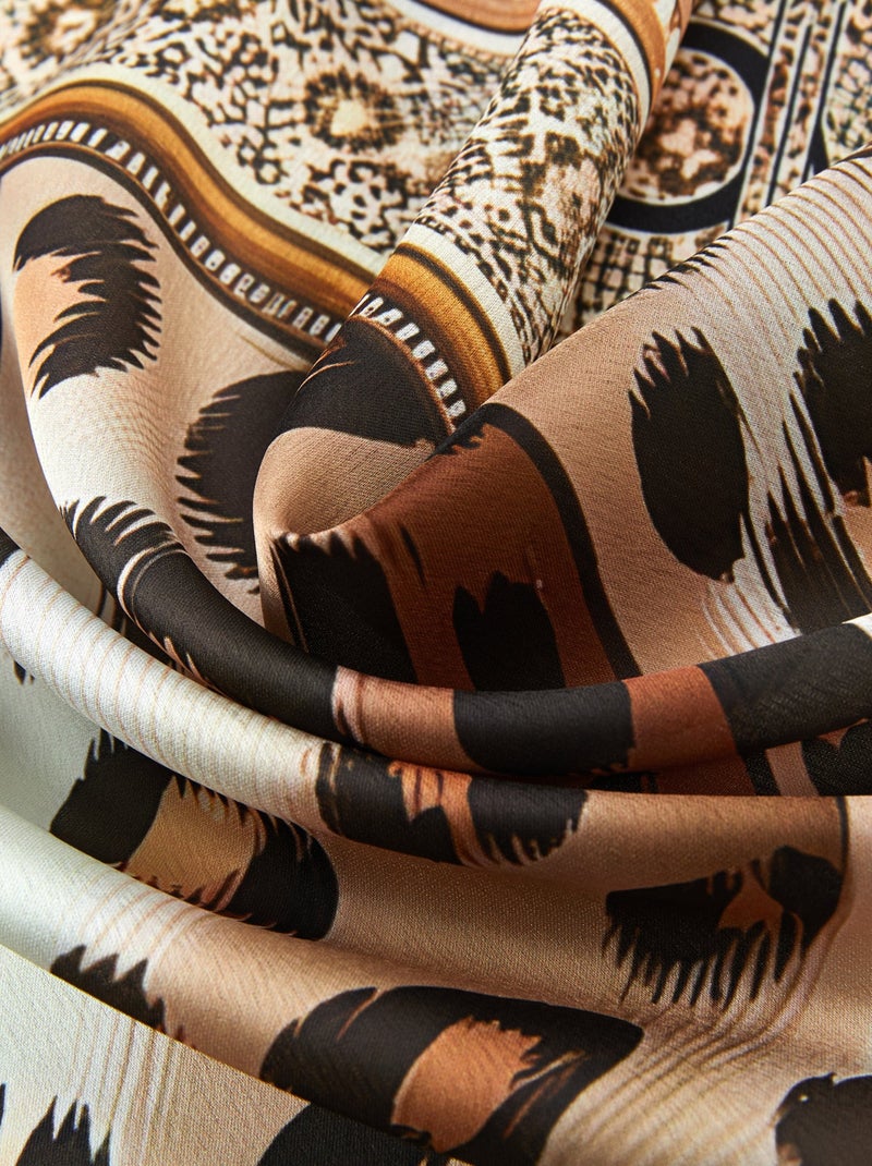 Grand carré de soie Original Leopard Zoé Rose - Kiabi