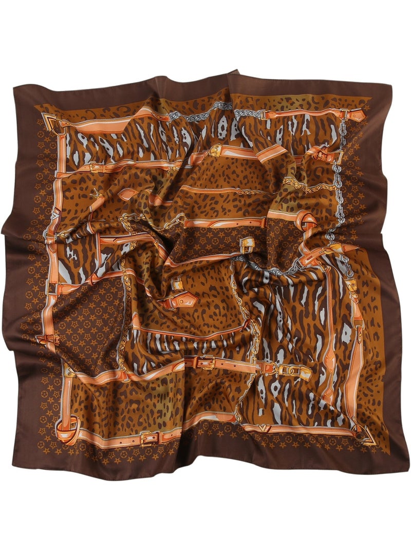 Grand carré de Soie Pantcase Zoé Marron - Kiabi