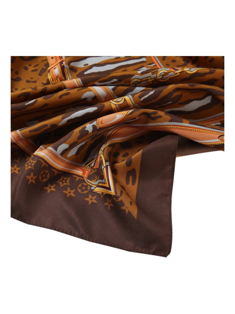 Grand carré de Soie Pantcase Zoé Marron - Kiabi