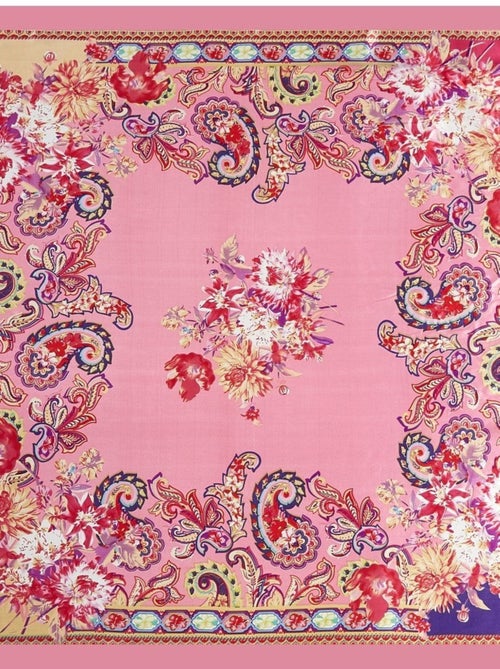 Grand carré de Soie Pink India Zoé - Kiabi