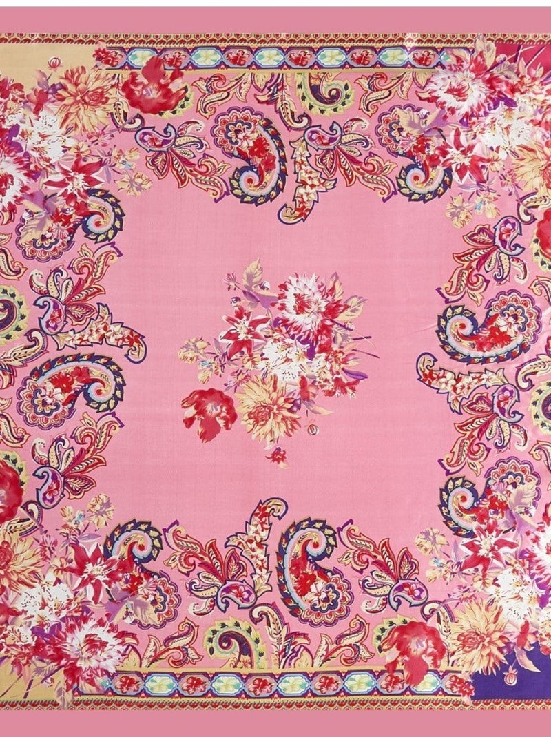 Grand carré de Soie Pink India Zoé Rose - Kiabi