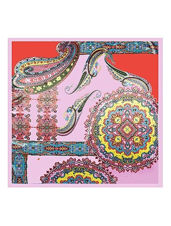 Grand carré de Soie Pink Orange Yello Zoé