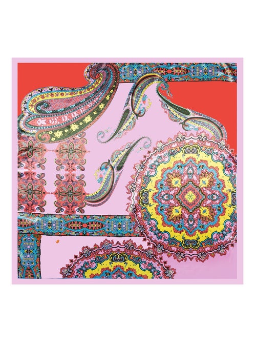 Grand carré de Soie Pink Orange Yello Zoé - Kiabi