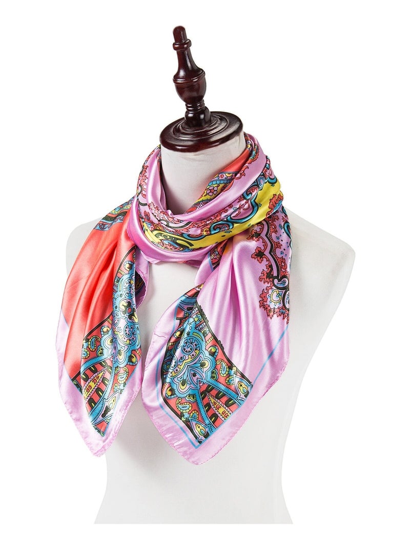 Grand carré de Soie Pink Orange Yello Zoé Multicolore - Kiabi