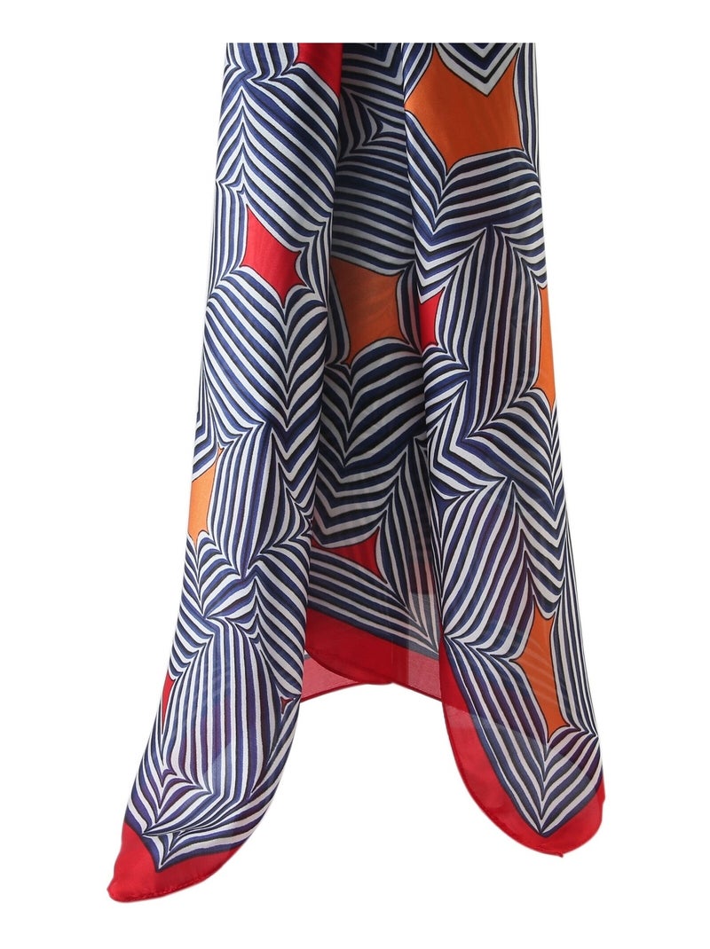 Grand carré de Soie Psycho Zoé Bleu - Kiabi