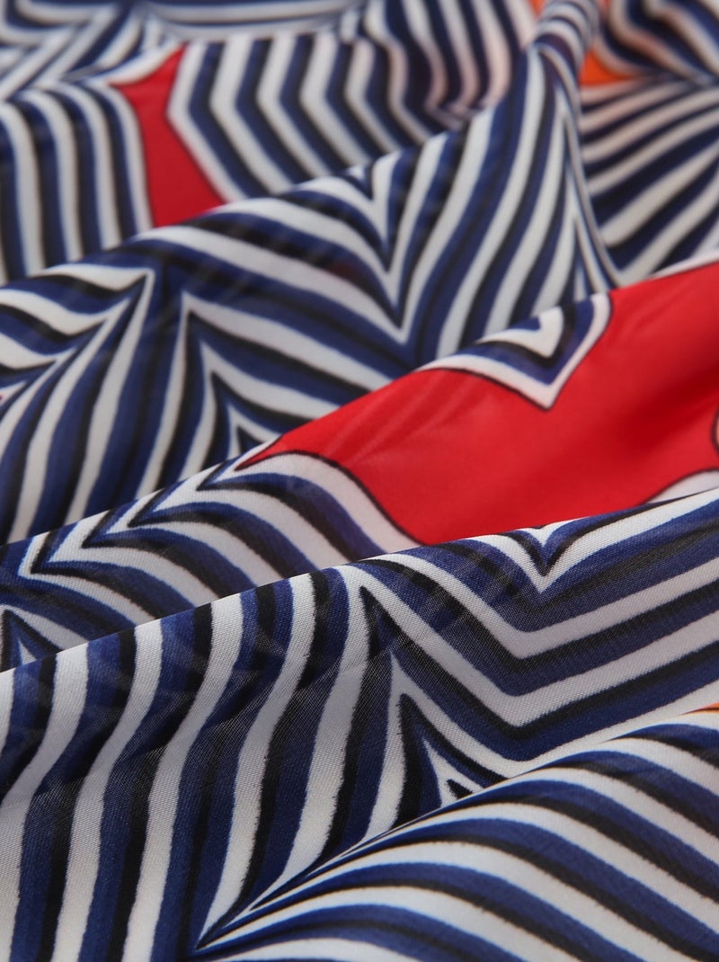 Grand carré de Soie Psycho Zoé Bleu - Kiabi