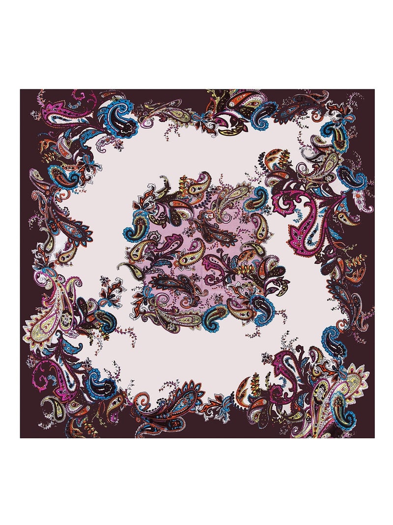 Grand carré de Soie Purple white Zoé Marron chocolat - Kiabi