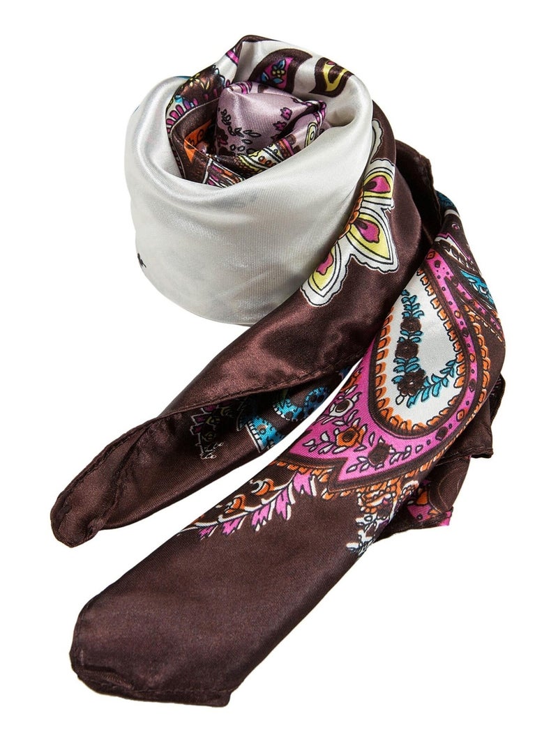 Grand carré de Soie Purple white Zoé Marron chocolat - Kiabi