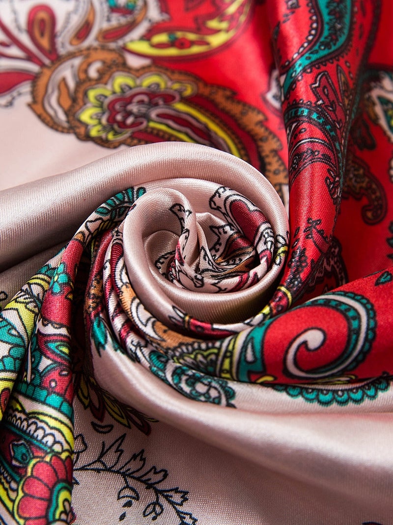 Grand carré de Soie Red Zoé Rose - Kiabi