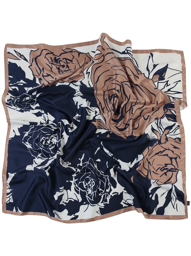 Grand carré de Soie Rose Zoé Bleu marine - Kiabi