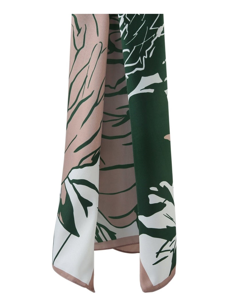 Grand carré de Soie Rose Zoé Vert - Kiabi