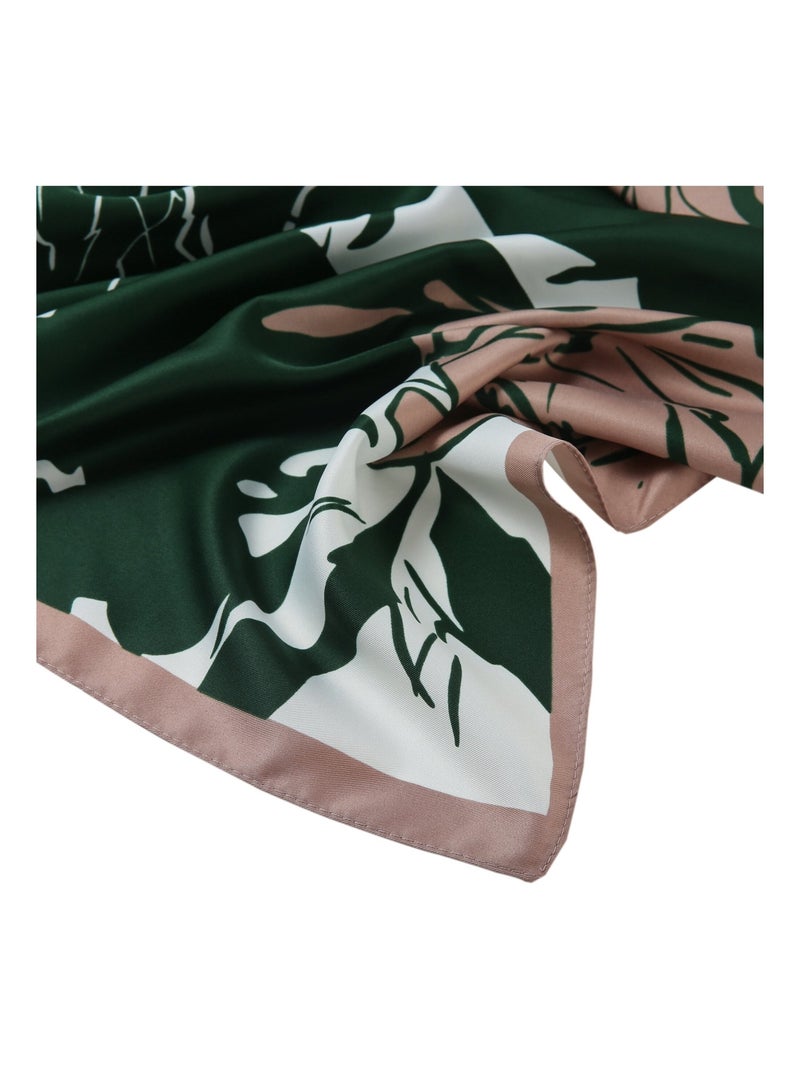 Grand carré de Soie Rose Zoé Vert - Kiabi